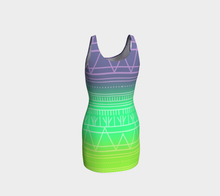 Load image into Gallery viewer, Electric lime fitted dress Inuit Tattoos: Made to Order