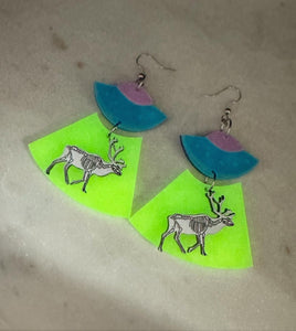 Glow in the dark Caribou UFO earrings