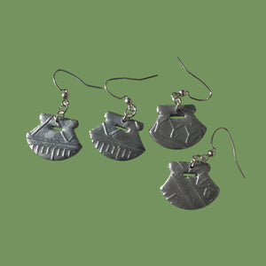 Silver Inuit Tattoo Clay Ulu Earrings