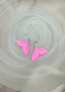 Pink mini whale tail earrings