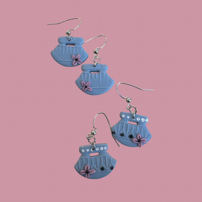 Clay Ulu Earrings with Inuit Tattoo Design