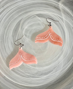 Rose quartz inspired whale tail earrings