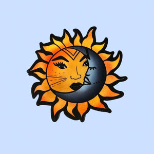 Light and dark sun and moon sticker