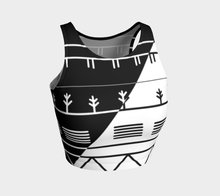 Load image into Gallery viewer, Split Inuit Tattoo Black and White Crop Top: Made to Order
