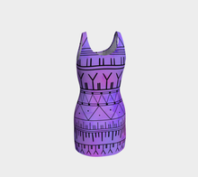 Load image into Gallery viewer, Inuit Tattoo Purple and Pink Body Con Dress: Made to Order
