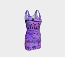 Load image into Gallery viewer, Inuit Tattoo Purple and Pink Body Con Dress: Made to Order
