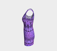 Load image into Gallery viewer, Inuit Tattoo Purple and Pink Body Con Dress: Made to Order
