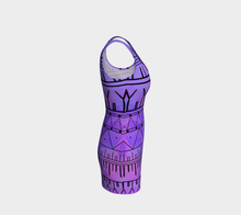 Load image into Gallery viewer, Inuit Tattoo Purple and Pink Body Con Dress: Made to Order
