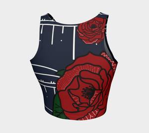 Navy Crop Top With Red Rose