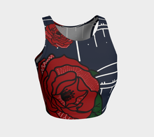 Load image into Gallery viewer, Navy Crop Top With Red Rose
