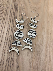 Mini Ivory and Baleen Inspired Moon Phase Earrings Pre order